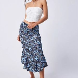 Free People Blue Floral Maxi Skirt